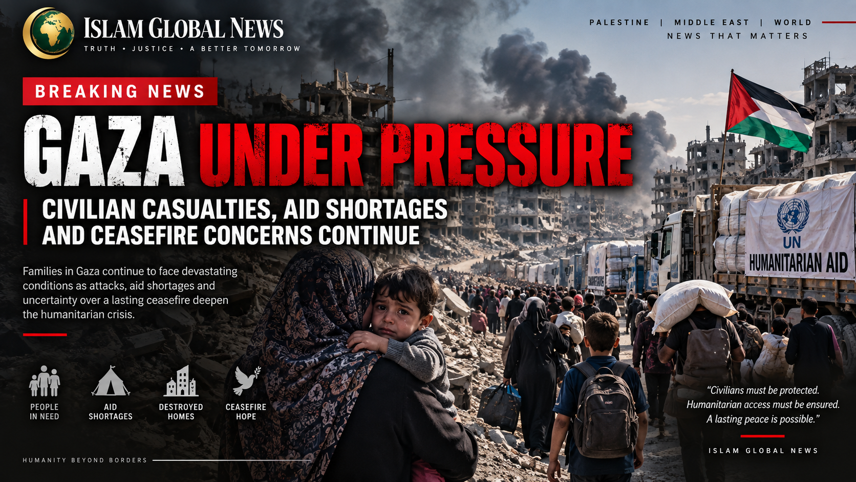 GAZA UNDER PRESSURE: CIVILIAN CASUALTIES, AID SHORTAGES AND CEASEFIRE CONCERNS CONTINUE