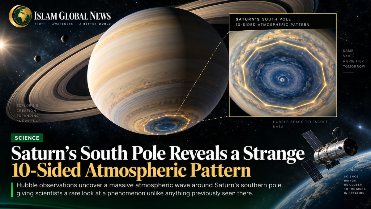 Hubble Finds 10-Sided Atmospheric Wave at Saturn’s South Pole