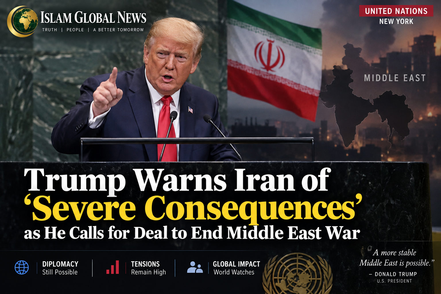 Trump Warns Iran of Severe Consequences in UN Speech