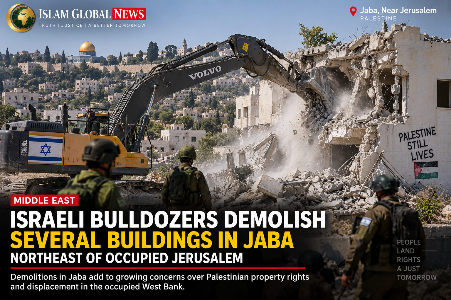 Israeli Bulldozers Demolish Buildings in Jaba Near Jerusalem