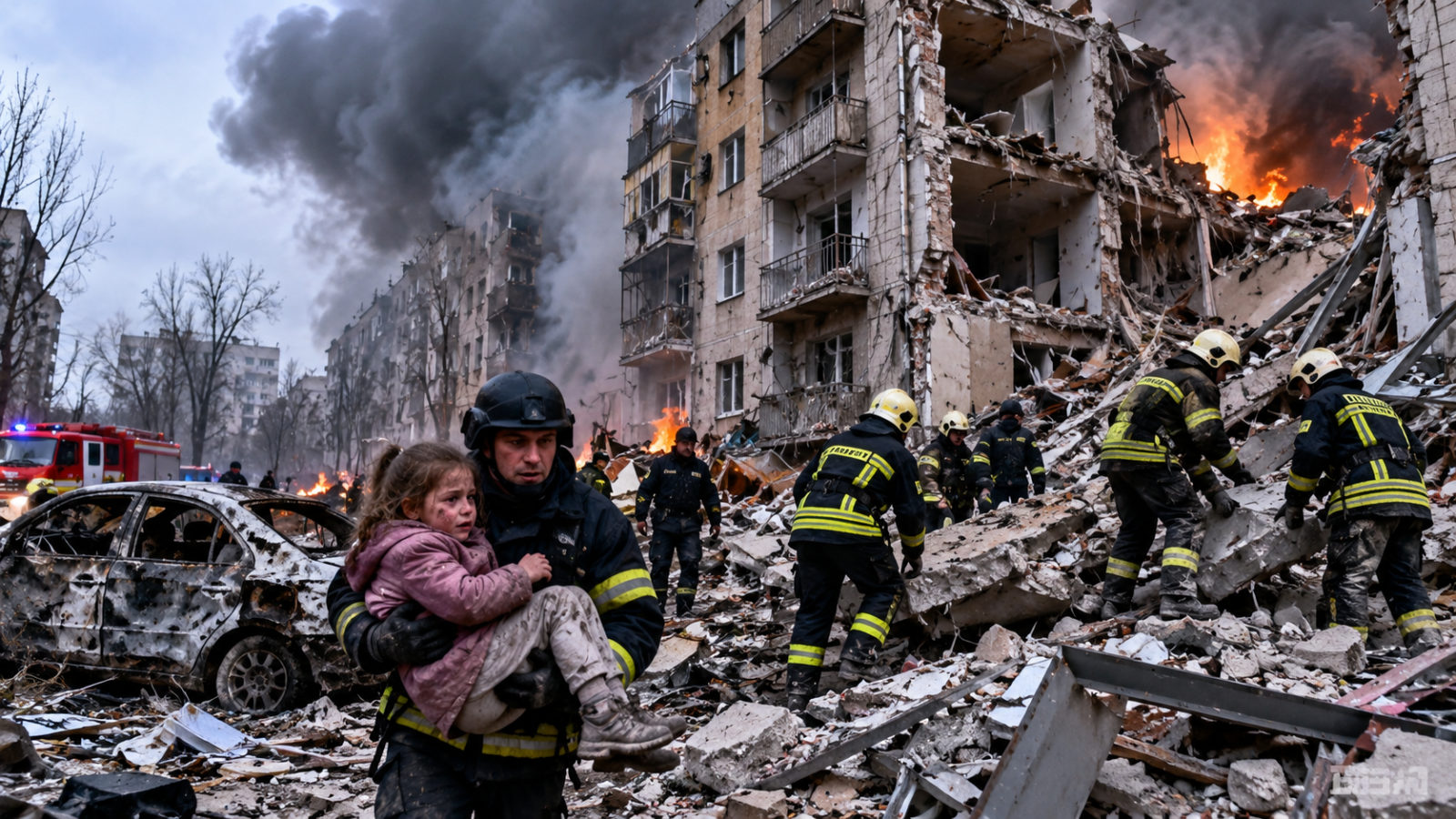 Russia Strike on Kharkiv Kills 22 Civilians, Damages Residential Buildings