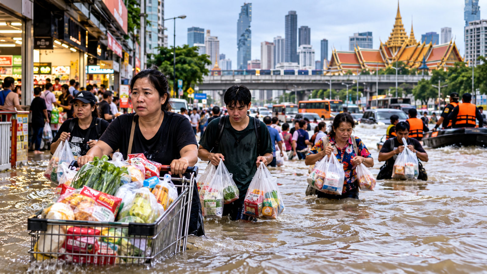 Bangkok Floods 2026: Shoppers Brave Waist-Deep Water to Buy Food