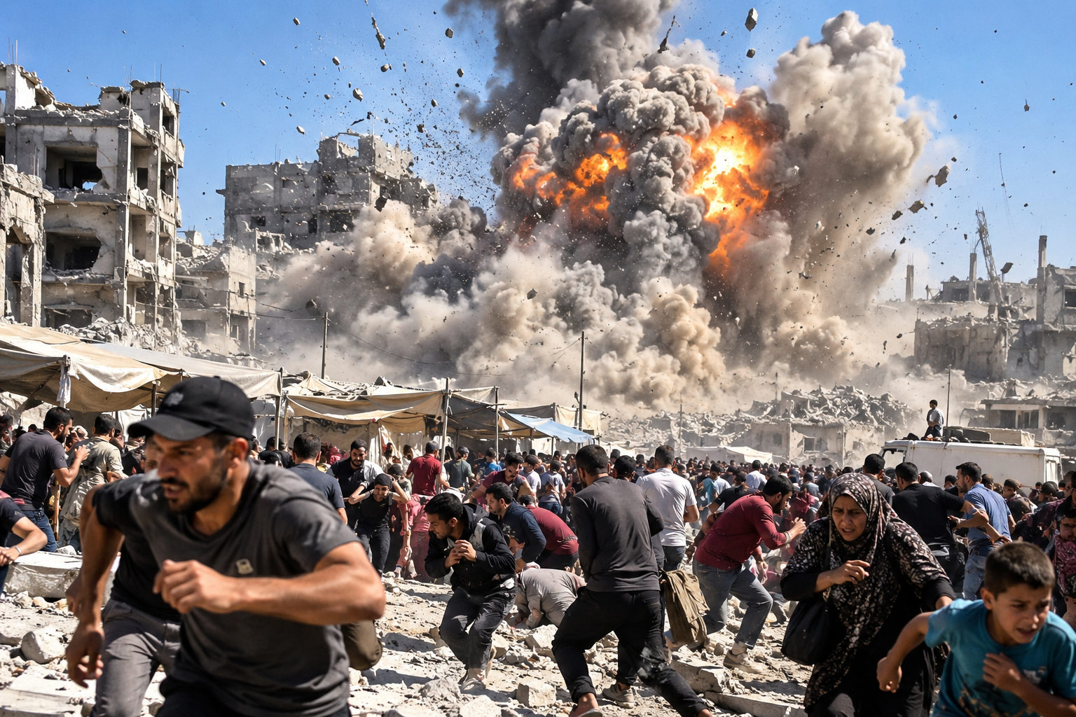 Gaza Bombing: First Moments of Strike on Gatheri