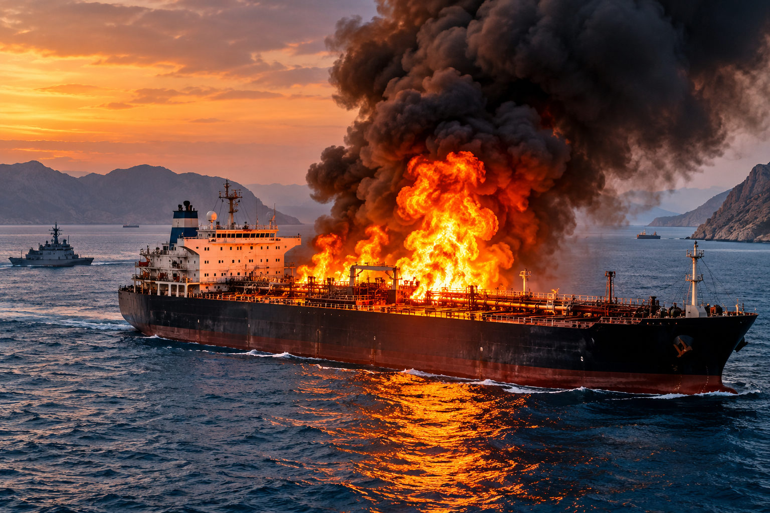 Tanker Struck by Projectile in Strait of Hormuz, Fire Reported Onboard