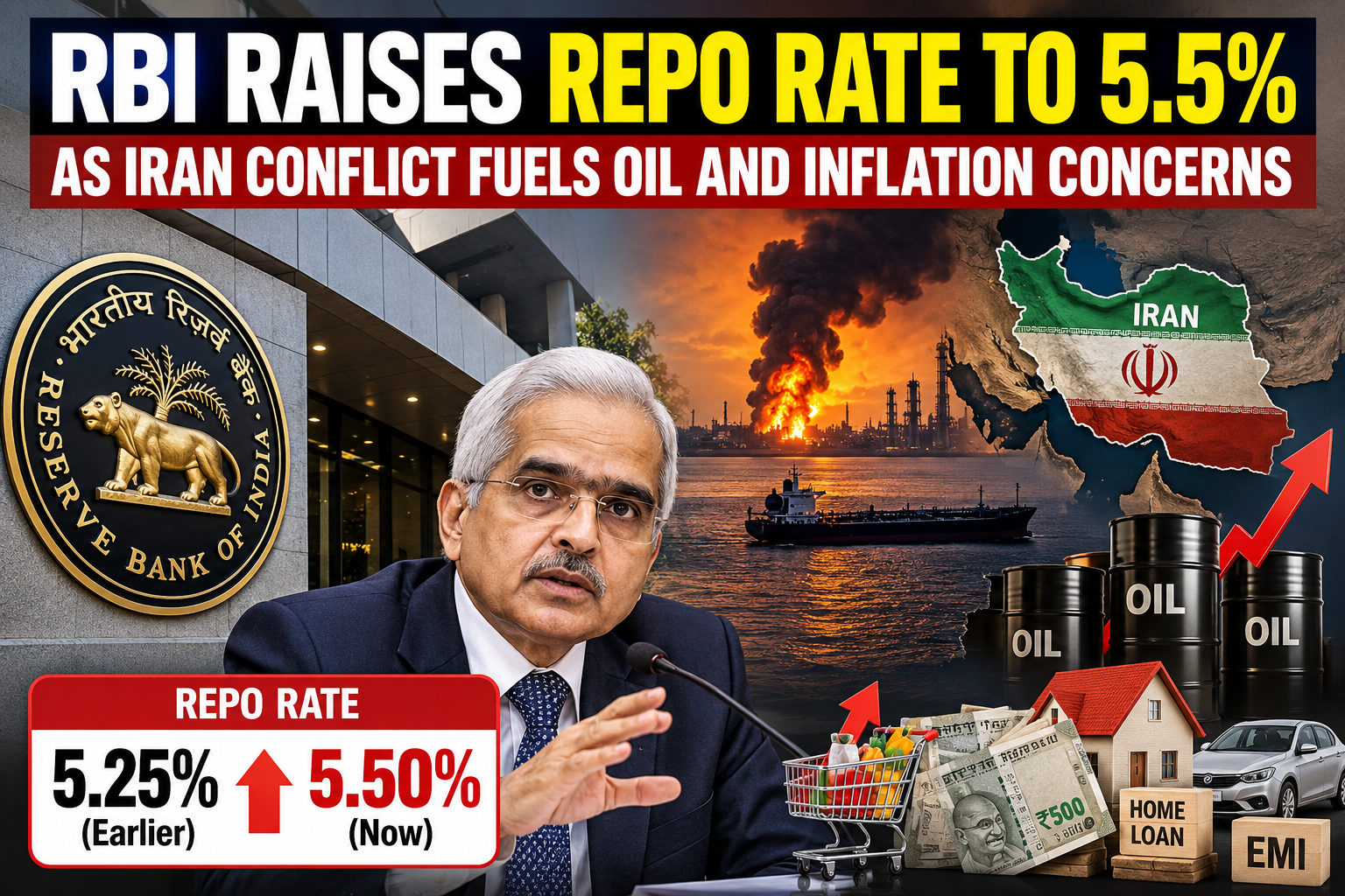 RBI Raises Repo Rate to 5.5% Amid Iran Conflict, Oil Price and Inflation Risks