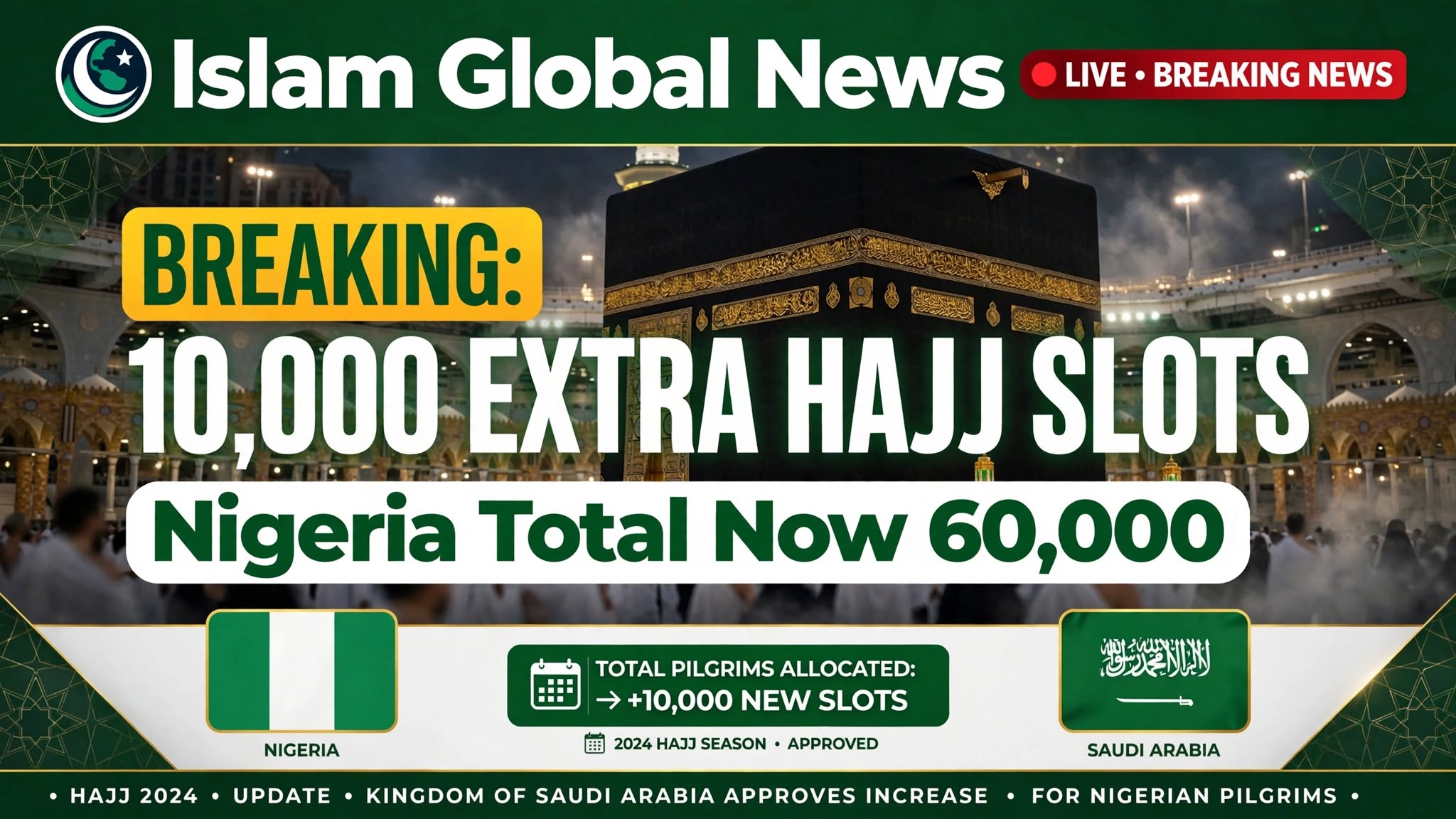 Saudi Grants Nigeria 10,000 Extra Hajj Slots for 2027, Indonesia Cuts Wait to 14 Years