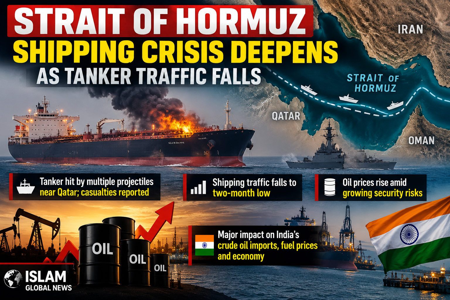 Strait of Hormuz Shipping Crisis Deepens as Tanker Traffic Falls