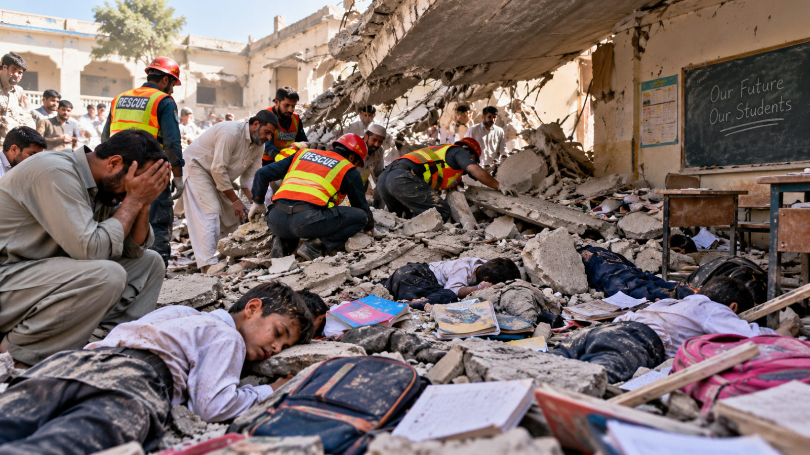 Pakistan School Roof Collapse Kills 17 Students and One Teacher