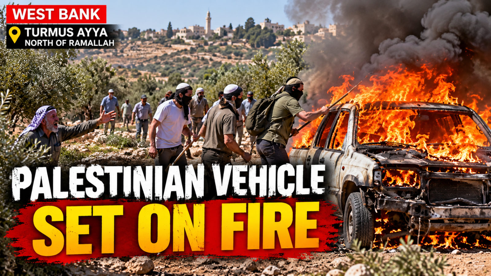 Israeli Settlers Set Palestinian Vehicle on Fire Near Ramallah | West Bank
