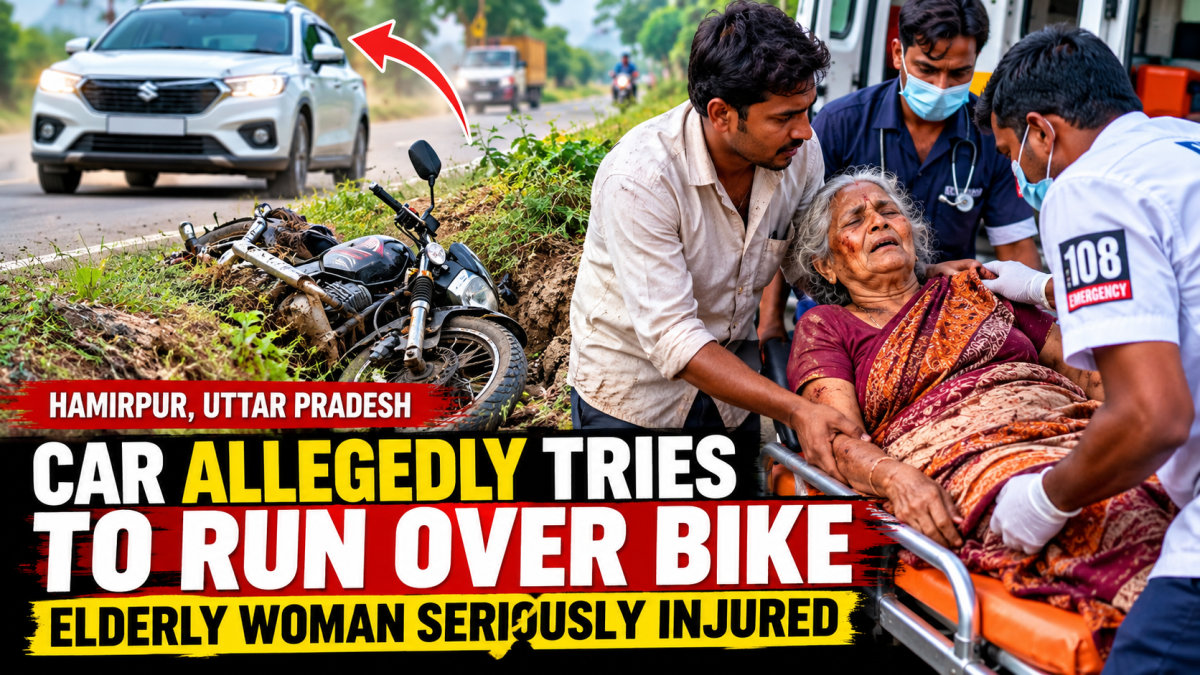 Car Driver Allegedly Tries to Run Over Elderly Woman in Hamirpur, India | Woman Seriously Injured