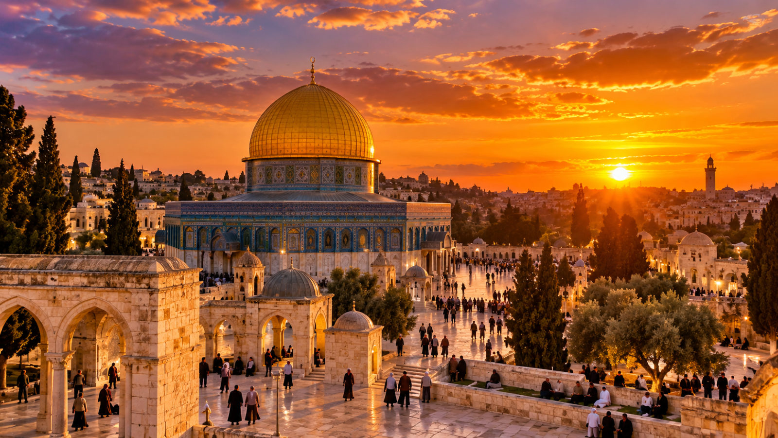 Sunset at Al-Aqsa Mosque 🕌 | A Peaceful Evening at the Holy Mosque of Jerusalem